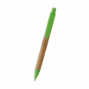 Bolígrafo retráctil de bamboo con punta y clip de plástico tinta negra