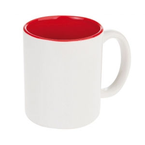 TAZA Tarro Genova ceramica bicolor 11 oz Cobalto rojo o naranja PROMOCIONAL