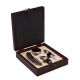 Set de accesorios para vino con caja de madera