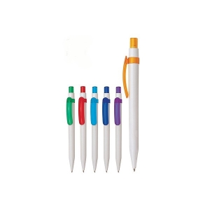BOLIGRAFO CUERPO BLANCO CLIP COLOR PLUMA PROMOCIONAL