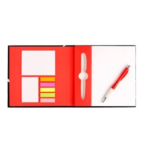 LIBRETA RIGIDA NEGRA CON PLUMA Y NOTAS ADHESIVAS PROMOCIONAL