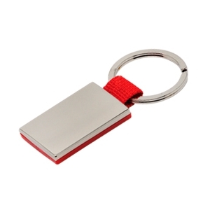LLAVERO RECTANGULAR CON METAL TELA PROMOCIONAL