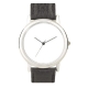 Reloj de pulso bitono con bisel blanco correa de piel y estuche metálico