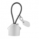 Llavero metálico de casa con placa, incluye caja.