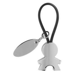 Llavero metálico de persona con placa, incluye caja