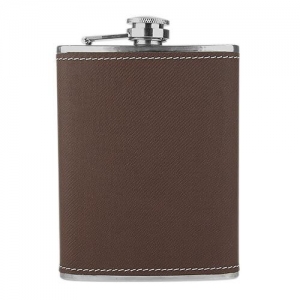 Licorera de acero inoxidable JEBEL con cubierta de curpiel. Incluye caja de regalo