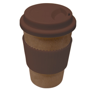 Vaso ecológico para café de fibra de arroz con maga de silicón 350 ml.