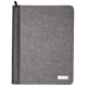 Carpeta Stylus II de símil cuero y lino con cierre y placa para grabado