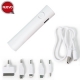 Power bank o pila banco de poder cilíndrico de 2600 mAh y lámpara