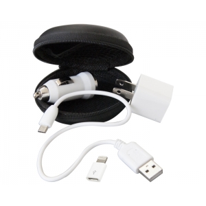 Set de 2 cargadores para celular o Tablet Tripp con estuche de silicón.