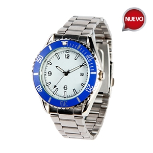 Reloj de pulso en acero inoxidable con arillo giratorio de color