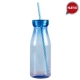Botella de plástico translucido en varios colores con popote 500 ml