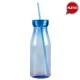 Botella de plástico translucido en varios colores con popote 500 ml