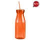 Botella de plástico translucido en varios colores con popote 500 ml