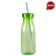 Botella de plástico translucido en varios colores con popote 500 ml
