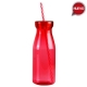 Botella de plástico translucido en varios colores con popote 500 ml