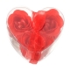 Bonito estuche en forma de corazón con 3 jabones en forma de rosa