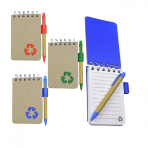Libreta ecológica suajada con pluma modelo ORGANIC