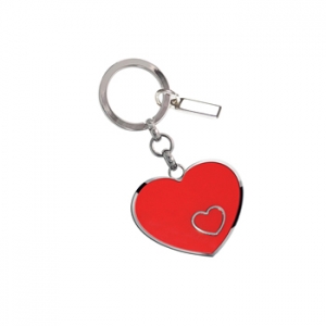 Llavero metálico en forma de corazón color rojo
