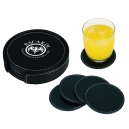 Juego de 4 portavasos redondos Pinot de curpiel con base