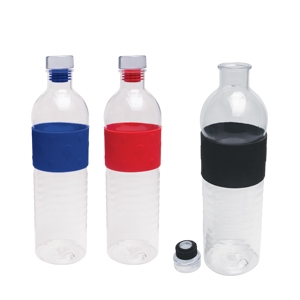 Ánfora o cilindro 700 ml en forma de botella con cinturón de silicón.
