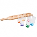 Set de 6 vasos tequileros con base de madera