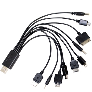 Cable adaptador con 10 entradas diferentes.