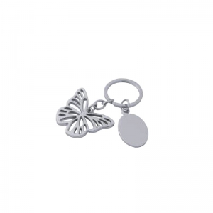 Llavero metálico con placa en forma de mariposa