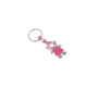 Llavero metálico esmaltado con caucho en forma de niña color rosa