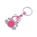 Llavero metálico esmaltado con caucho en forma de oso color rosa