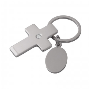 Llavero metálico con pedrería y placa