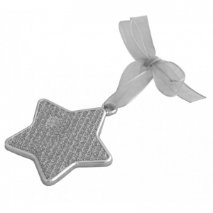 Figura metálica en forma de estrella esmaltada color gris
