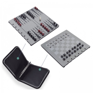 Juego de ajedrez y backgammon magnético en carpeta de nylon