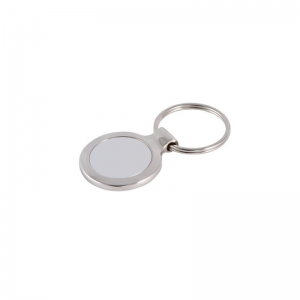 Llavero metálico redondo con placa de aluminio