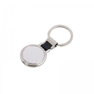 Llavero metálico redondo doble vista con placa de aluminio