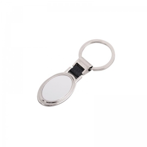 Llavero metálico en oval doble vista con placa de aluminio