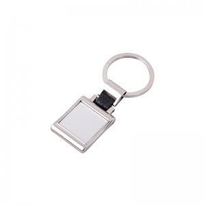 Llavero metálico cuadrado doble vista con placa de aluminio