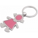 Llavero metálico con placa de aluminio en forma de muñequita rosa