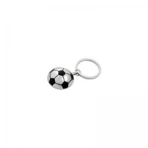 Llavero metálico esmaltado con placa cromada en forma de pelota de futbol