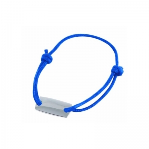 Pulsera de cordón y placa metálica color gris con azul