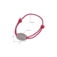 Pulsera de cordón y placa metálica color gris y rosa