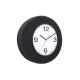 Reloj de pared redondo en curpiel color negro con blanco