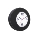 Reloj de pared redondo en curpiel color negro con blanco