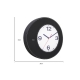 Reloj de pared redondo en curpiel color negro con blanco