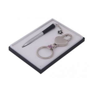 Set de llavero en forma de niño y pluma metálica esmaltada