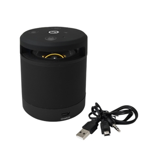 Bocina cilíndrica metálica color negro bluetooth