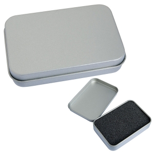 Estuche metálico para power bank en forma rectangular