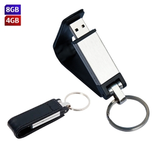 USB Leather de piel con llavero color negro con cap 4G y 8G
