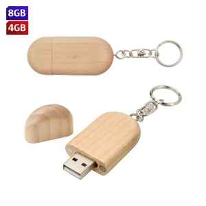 USB llavero de madera con tapa y cap 4GB y 8GB