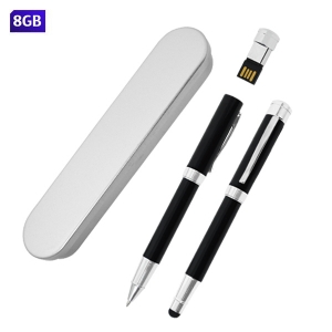Bolígrafo 3 en uno: USB Stylus con cap 8GB incluye estuche